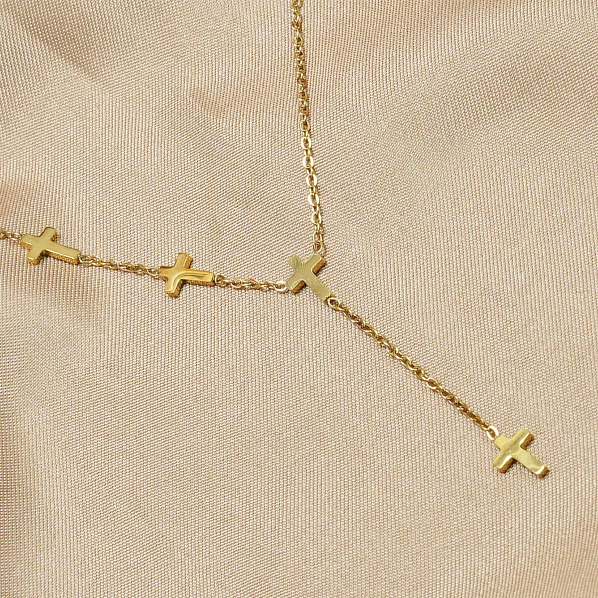 18K Gold Cross Stainless Steel Necklace