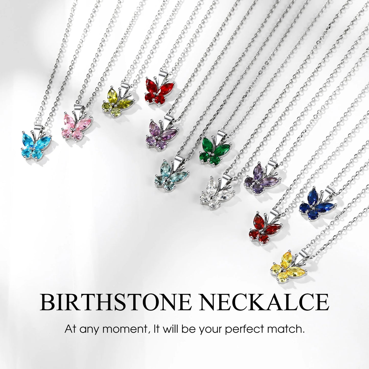 Butterfly Necklace for Women Hypoallergenic July Created Ruby Necklaces 925 Sterling Silver Birthstone Jewelry Gift