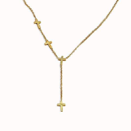 18K Gold Cross Stainless Steel Necklace